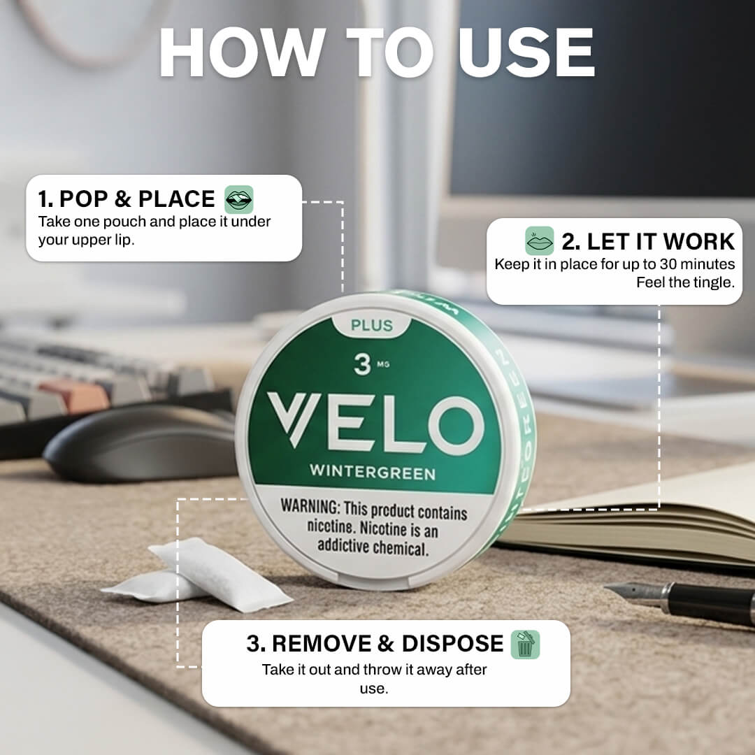 Velo Plus Wintergreen 3MG Nicotine Pouches