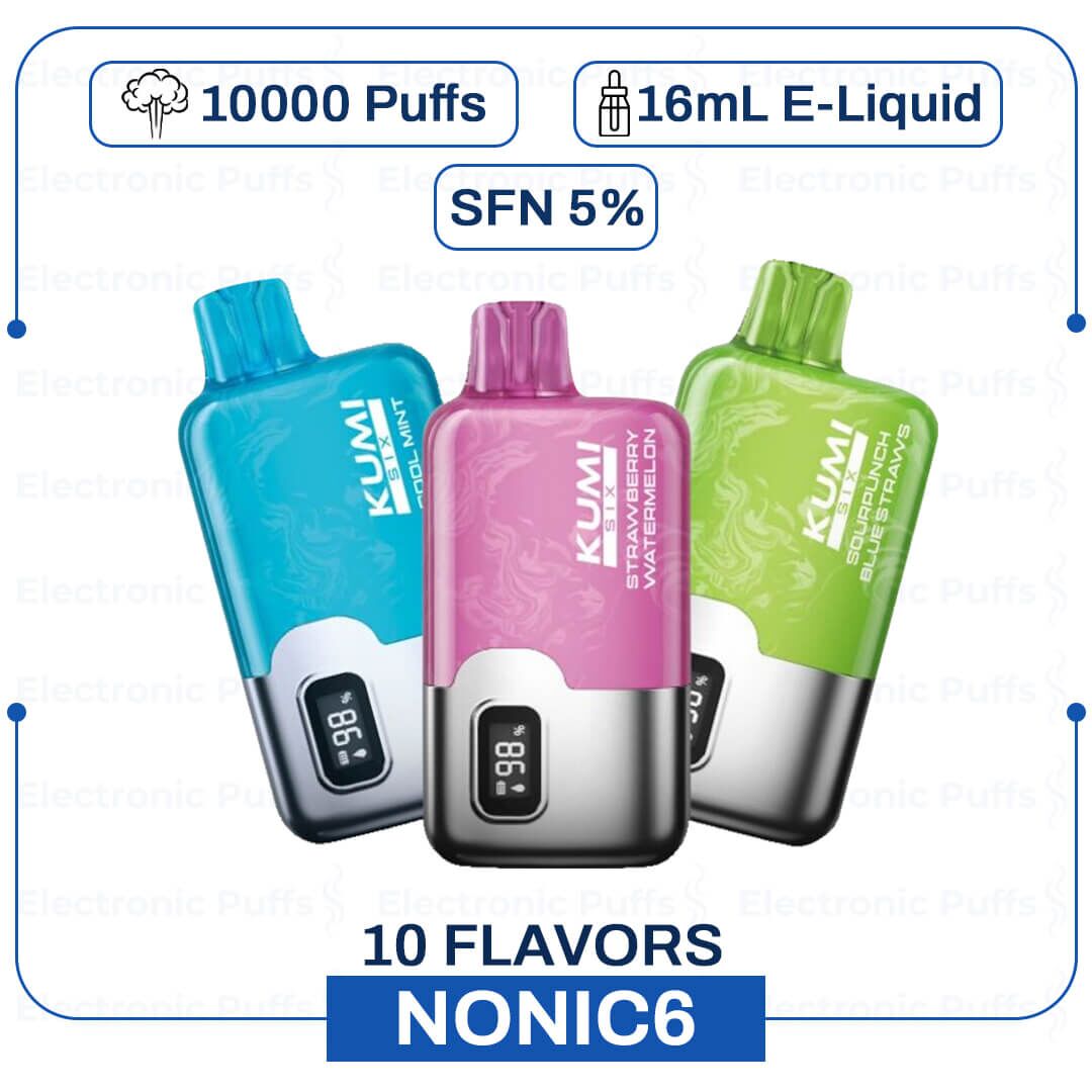 Kumi Six 10k Puffs Disposable Vape Nicotine Free