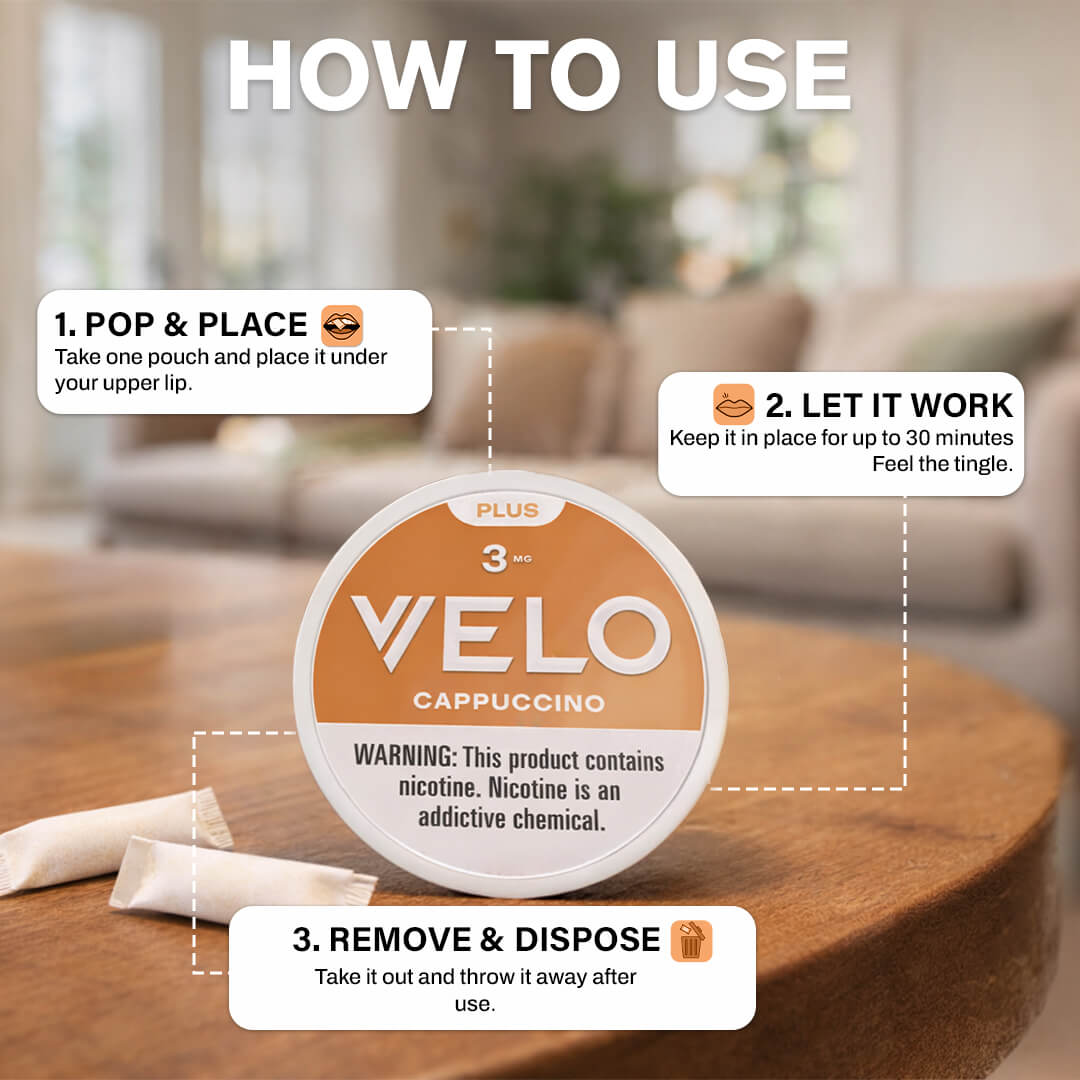Velo Plus Cappuccino 3MG Nicotine Pouches