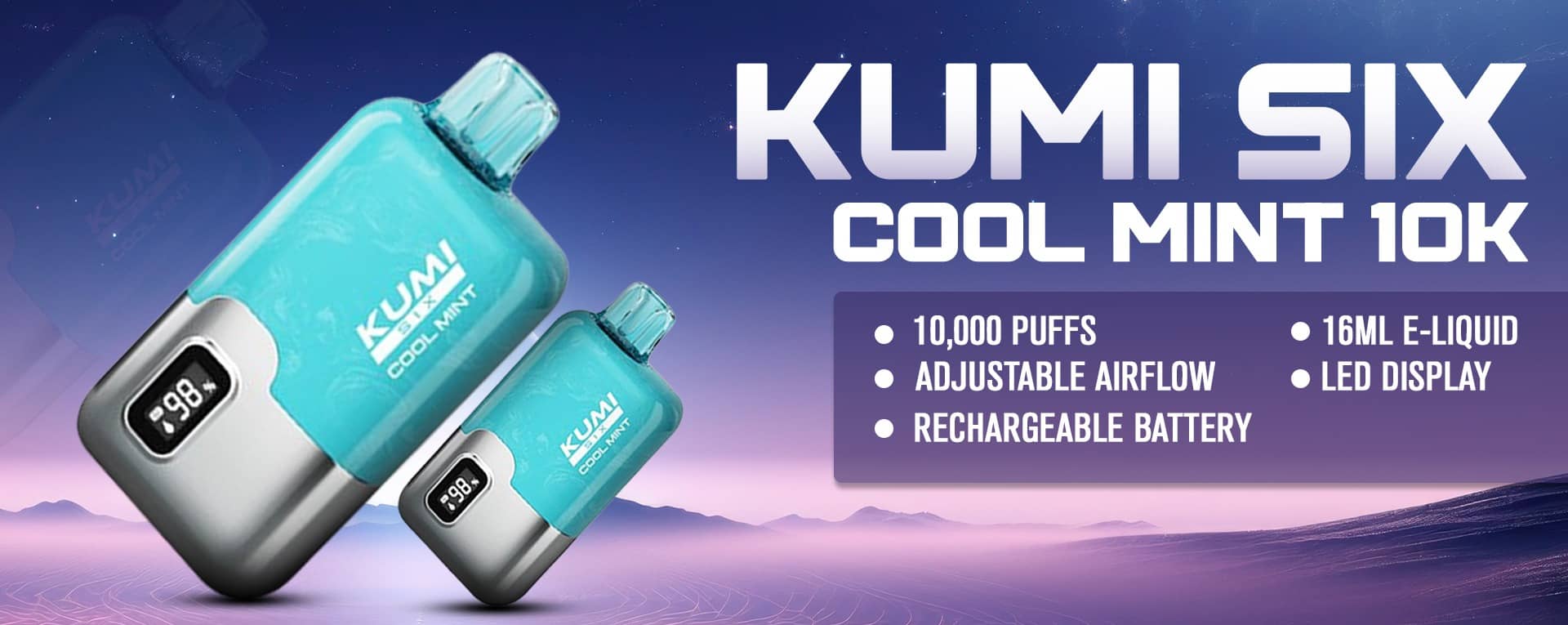 Kumi Six Cool Mint 10000 Puffs Vape - Features
